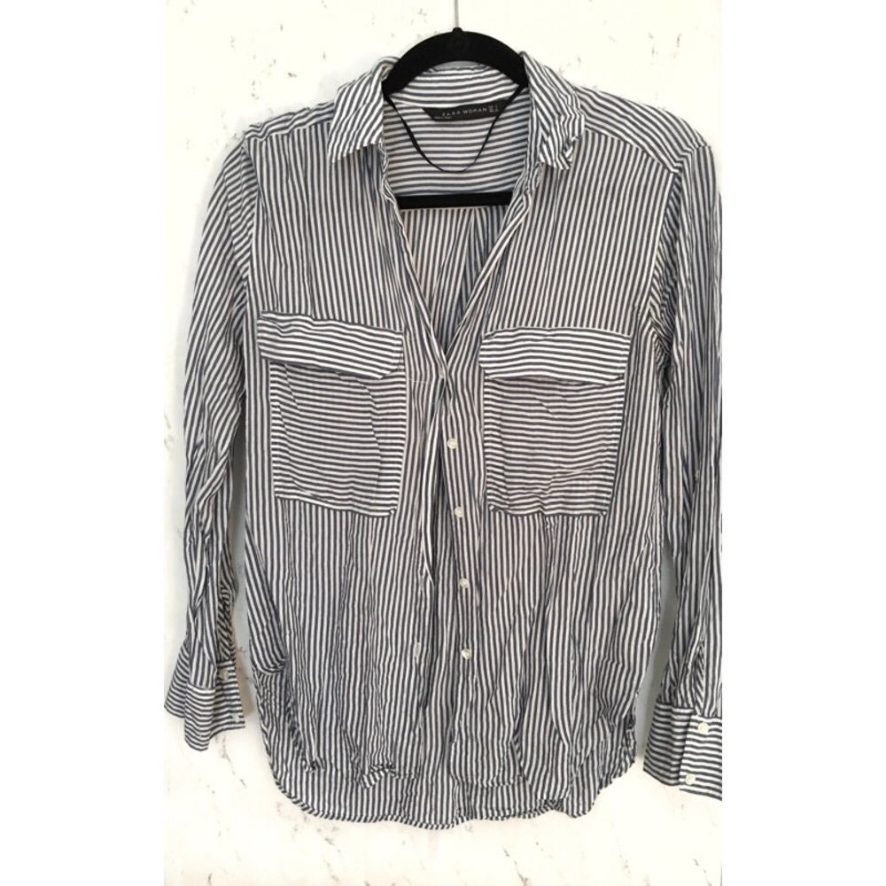 Striped button-down top